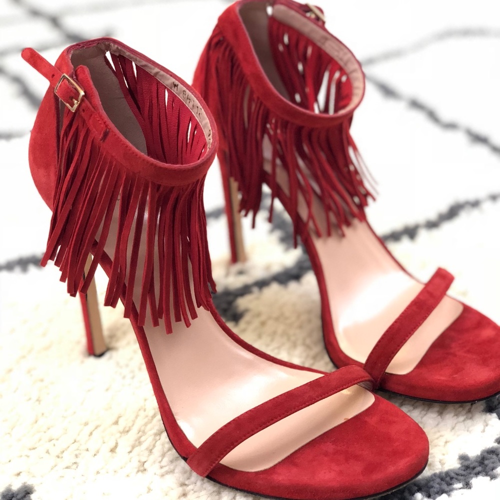 Stuart Weitzman Red Fridge suede Nudist Sandal